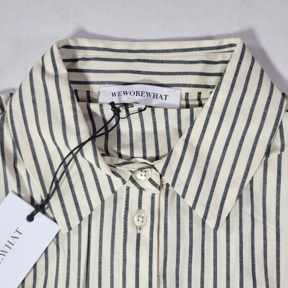 WeWoreWhat Striped Cropped Casual Button-Up Collared Shirt Size Small - Picture 2 of 9